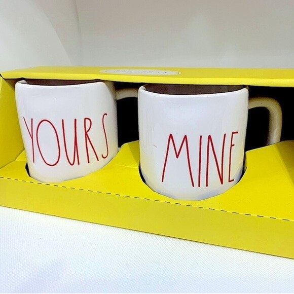 Rae Dunn Mine & Yours in Red Font Mug Set‎ - Picture 2 of 4